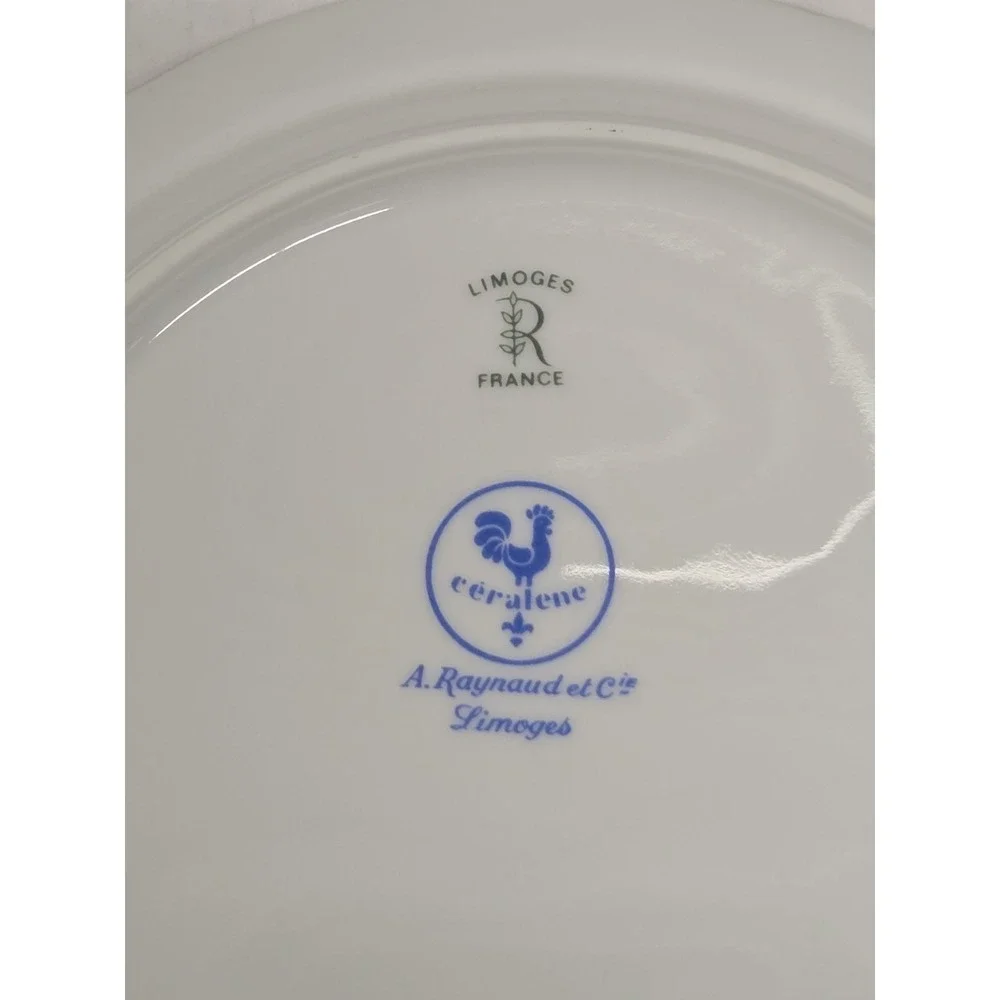 Raynaud Limoges Ceralene Marie Antoinette Gold on White Plates SET OF 8‎